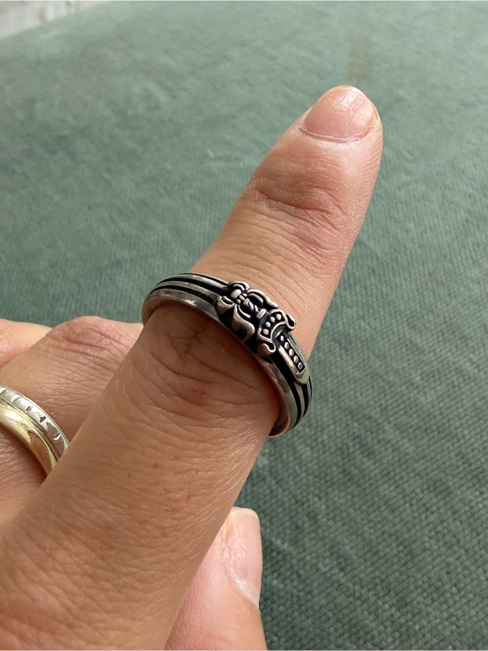 Chrome Hearts Blackened Silver Floral Buckle Ring